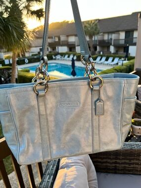 Coach East West February 2009 Gallery F12839 shoulder Bag Sky Ice Blue Prestine